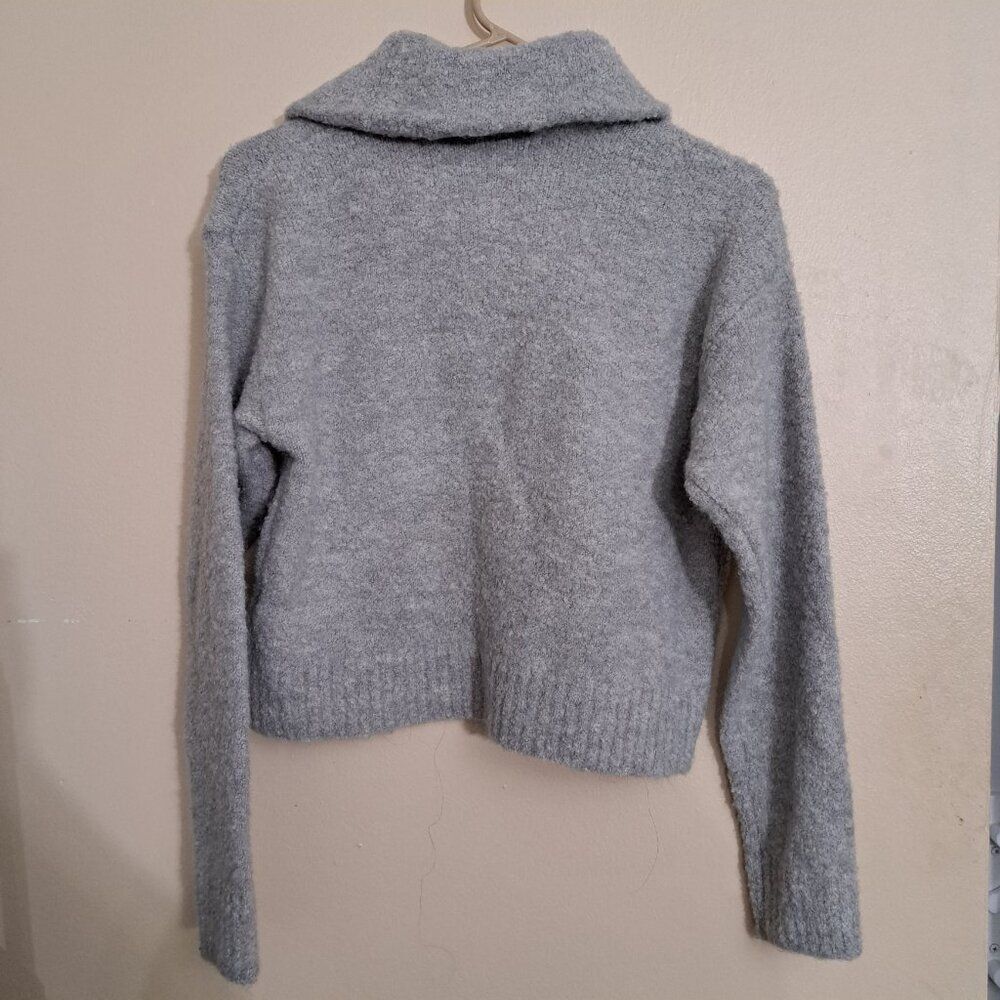 Forever 21 Quarter Zip Collared Sweater Gray Small wool blend - Picture 2 of 8
